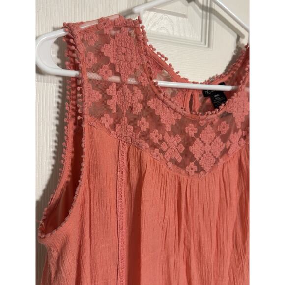 New Directions Petite Pink/Coral Dress, Sleeveless, Lace, Pom Poms, PXL - Picture 3 of 6